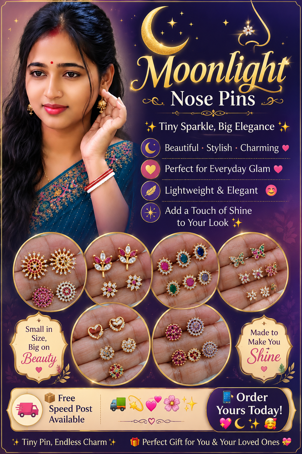 Moonlight Nose Pins image