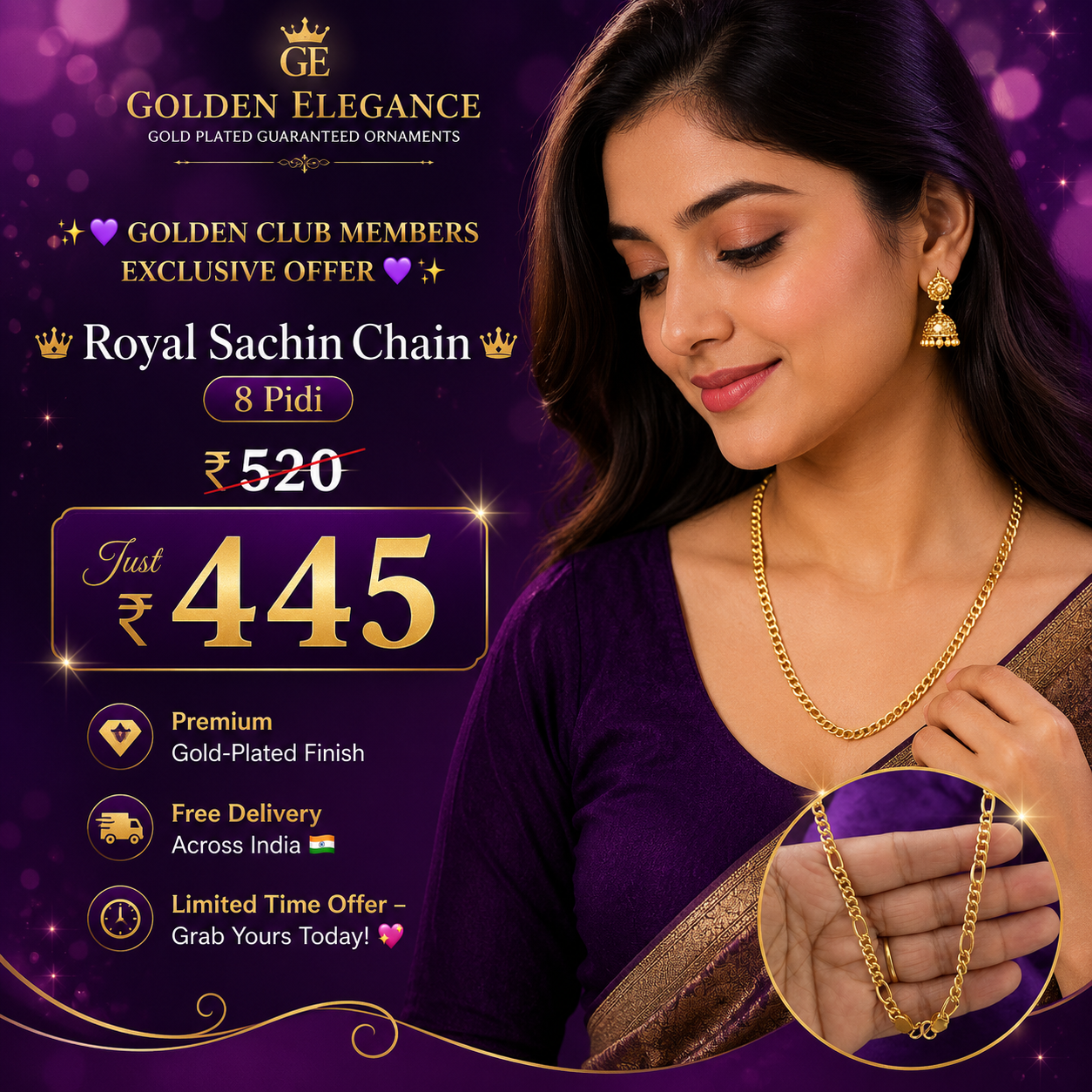 👑 Royal Sachin Chain – 8 Pidi 👑